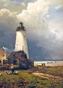 Edward Moran Sandy Hook Lighthouse oil painting on canvas